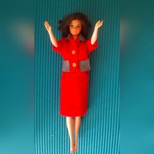 Vintage Barbie Babs Clone WENDY ELITE Doll Clothes RED Corduroy SUIT